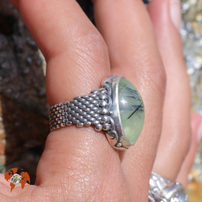 bague préhnite verte