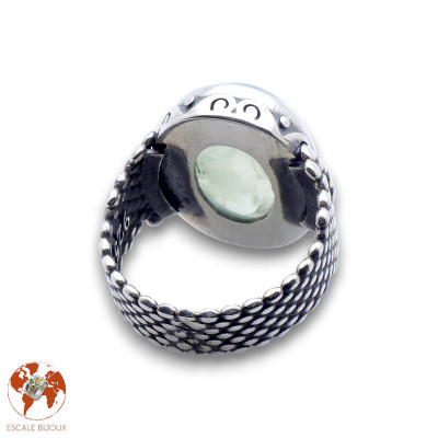 bague préhnite femme argent