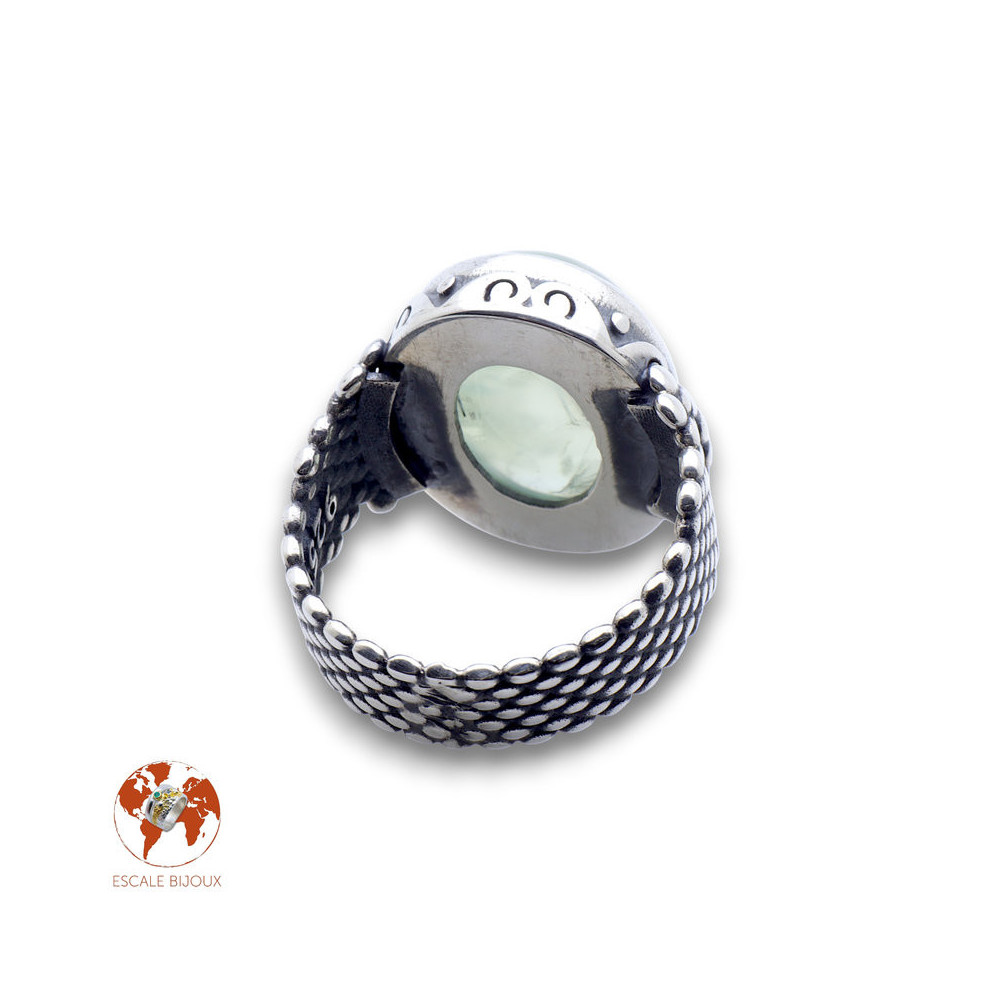 bague préhnite femme argent