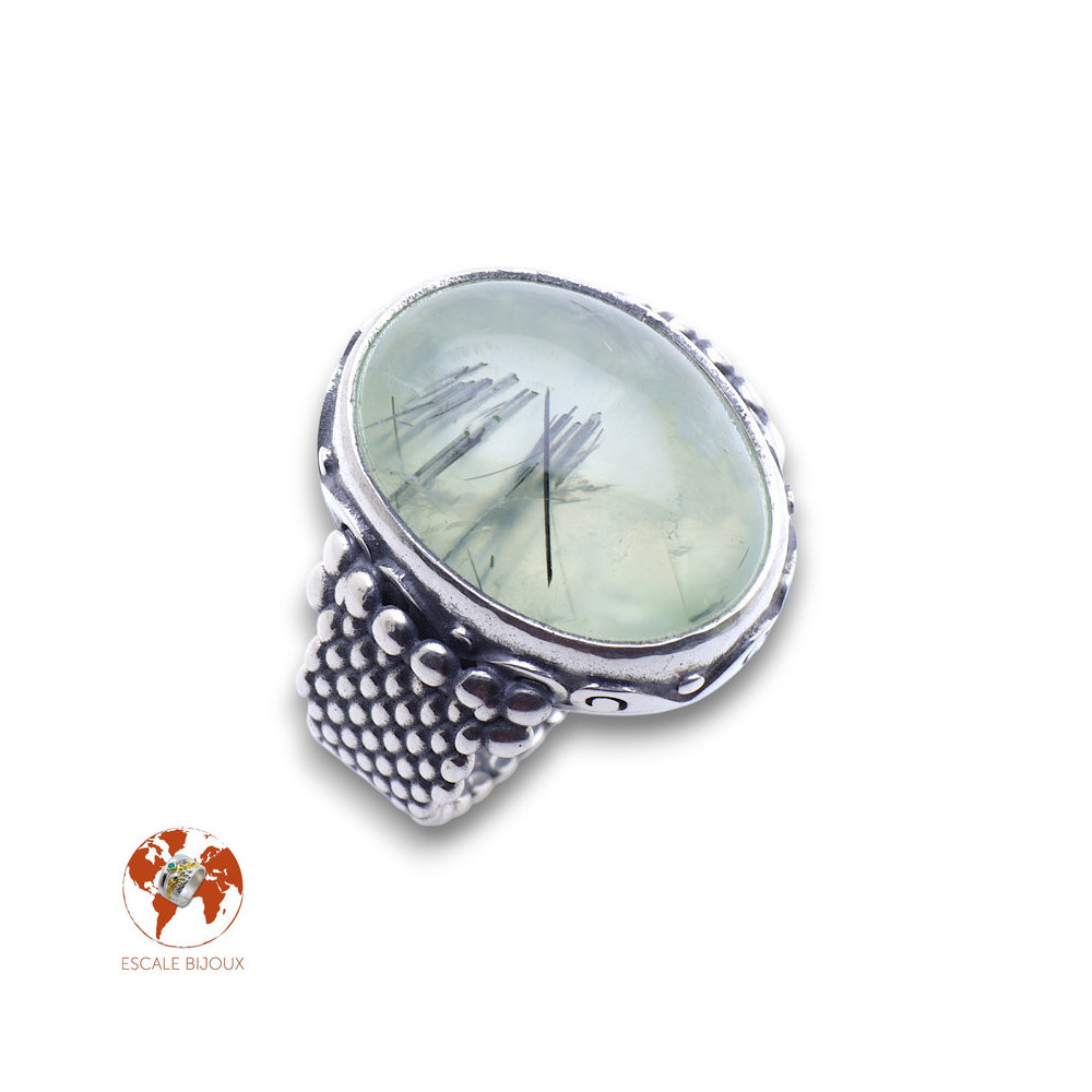 bague argent préhnite femme