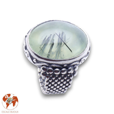bague argent préhnite