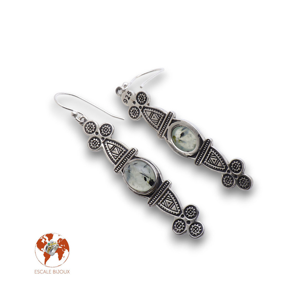 préhnite boucle d'oreille