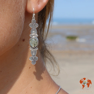 préhnite boucle d'oreille argent