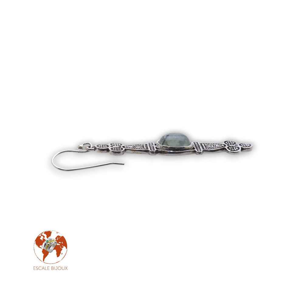 boucles d'oreilles préhnite argent femme