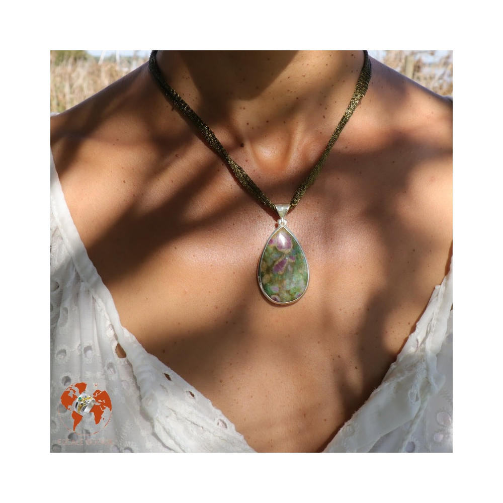 pendentif rubis fuchsite argent