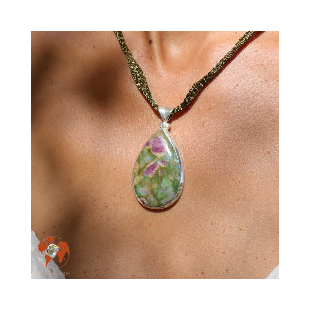 pendentif rubis fuchsite argent