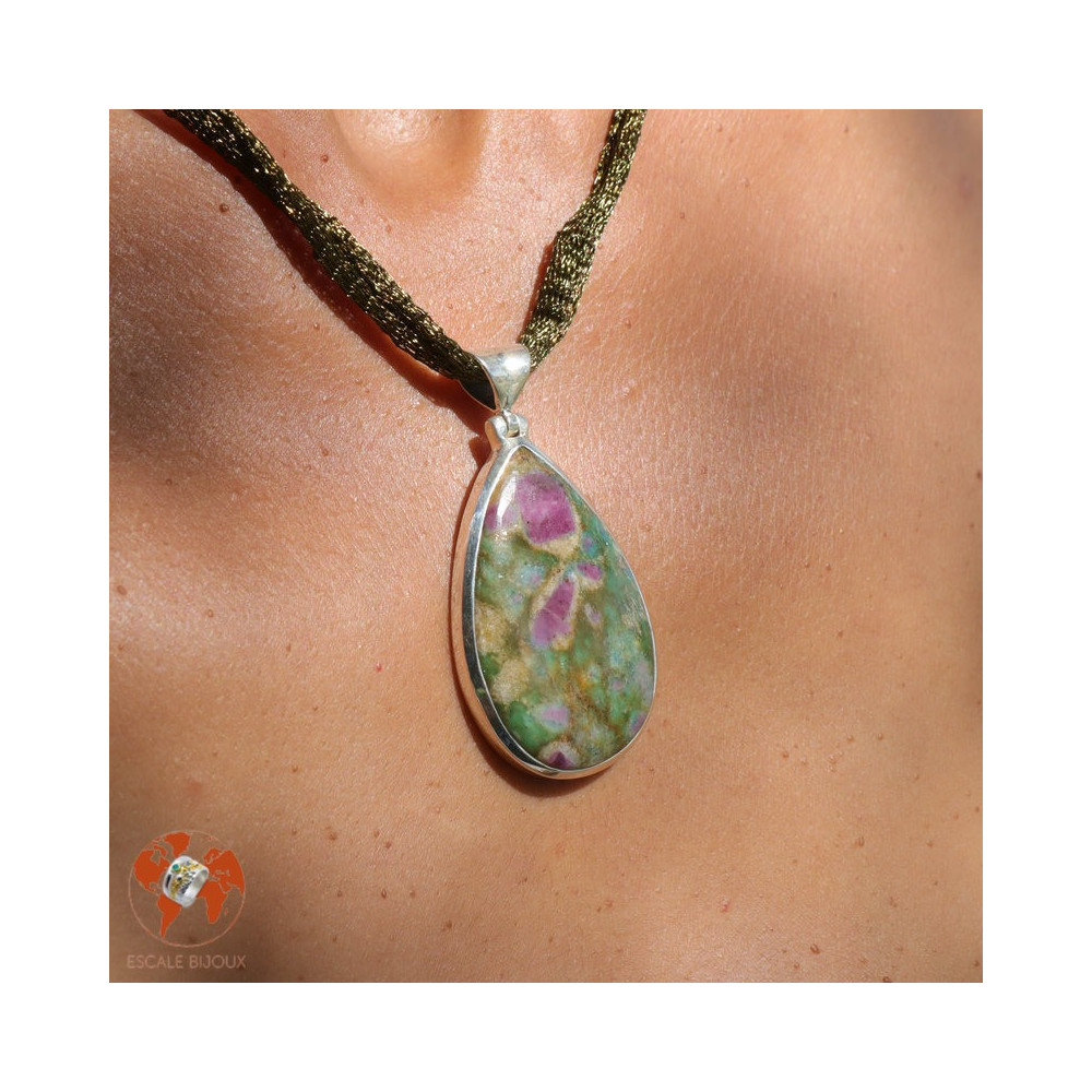 pendentif argent rubis fuchsite