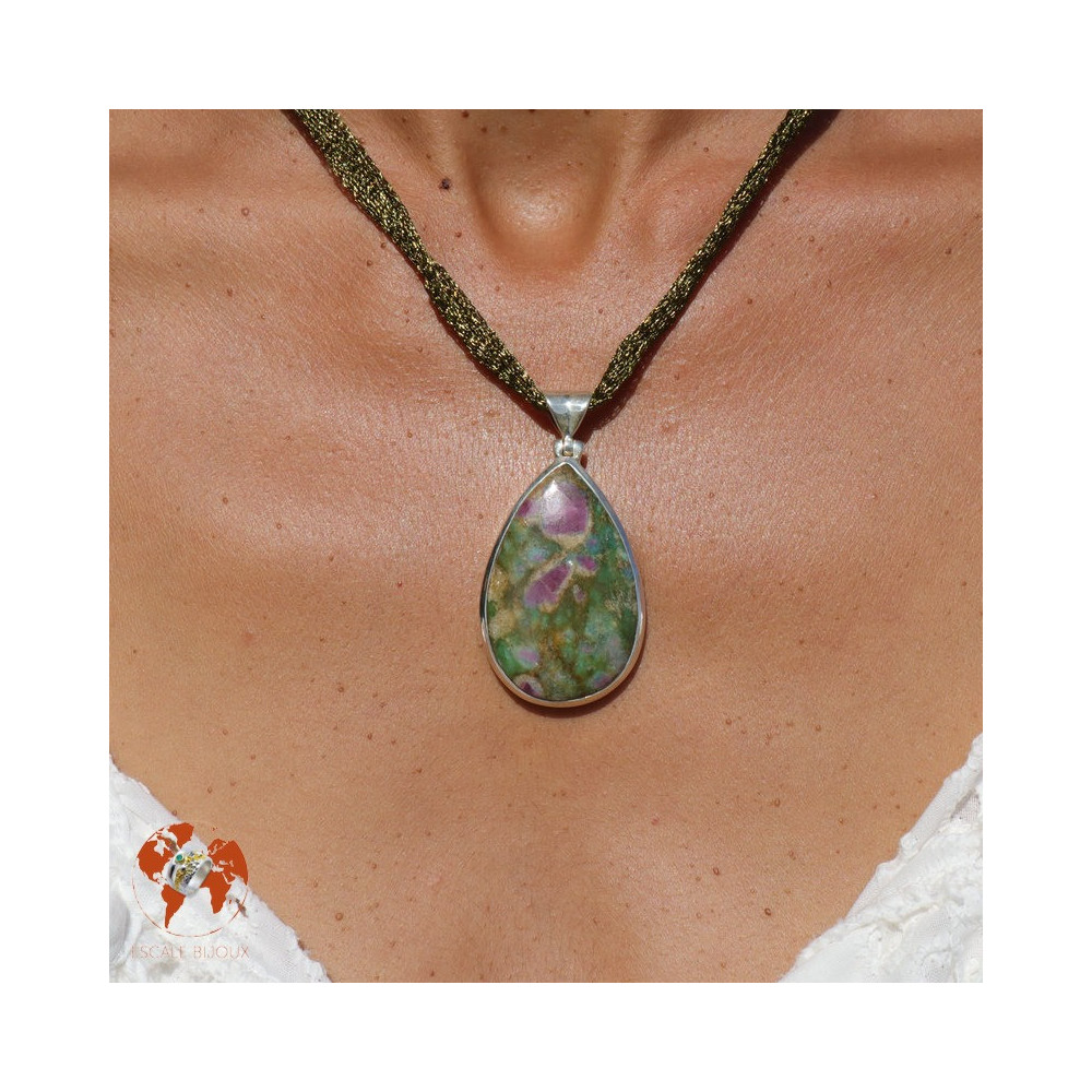 pendentif argent rubis fuchsite
