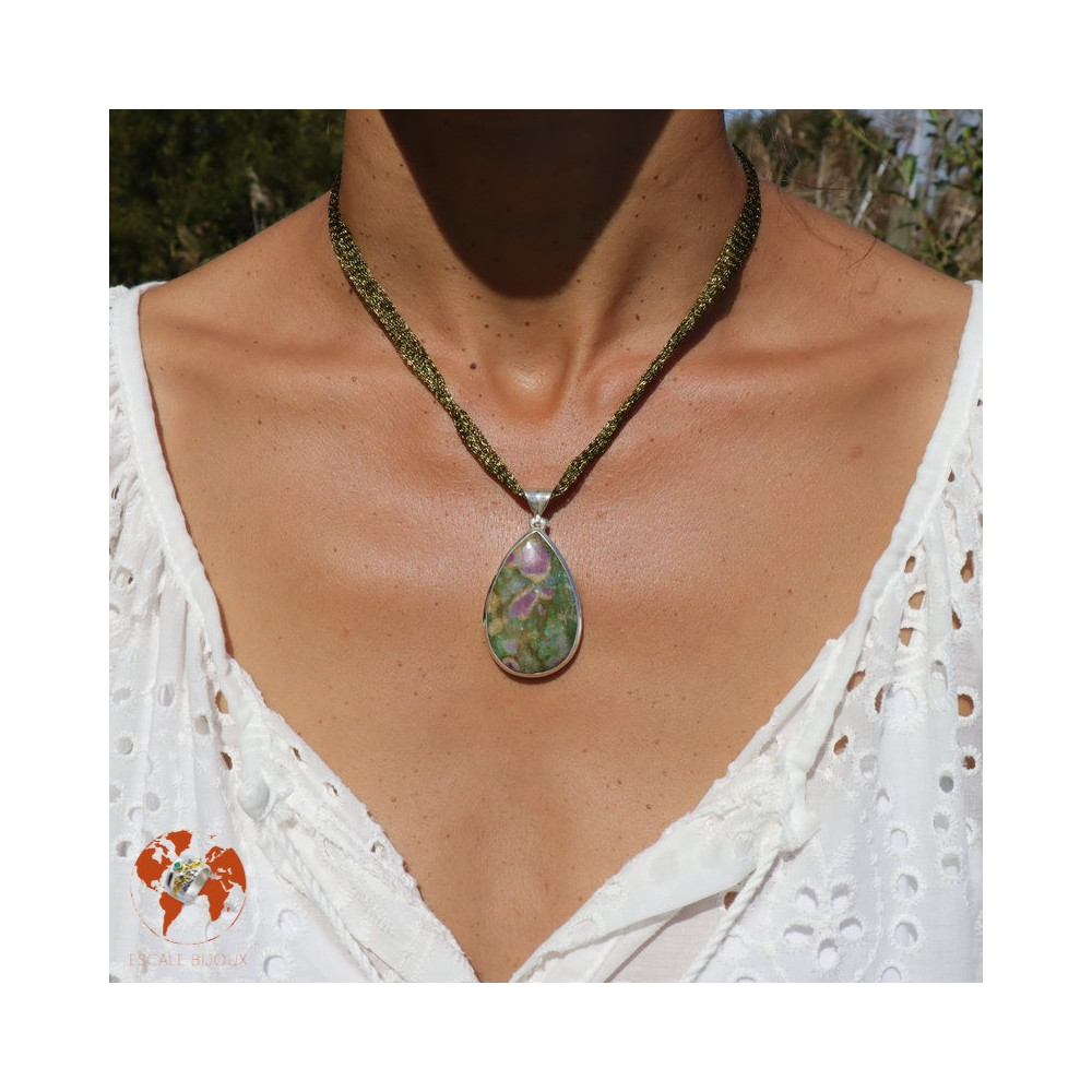 pendentif argent rubis fuchsite femme