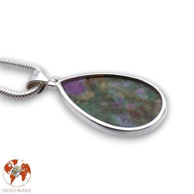 pendentif argent avec rubis fuchsite argent