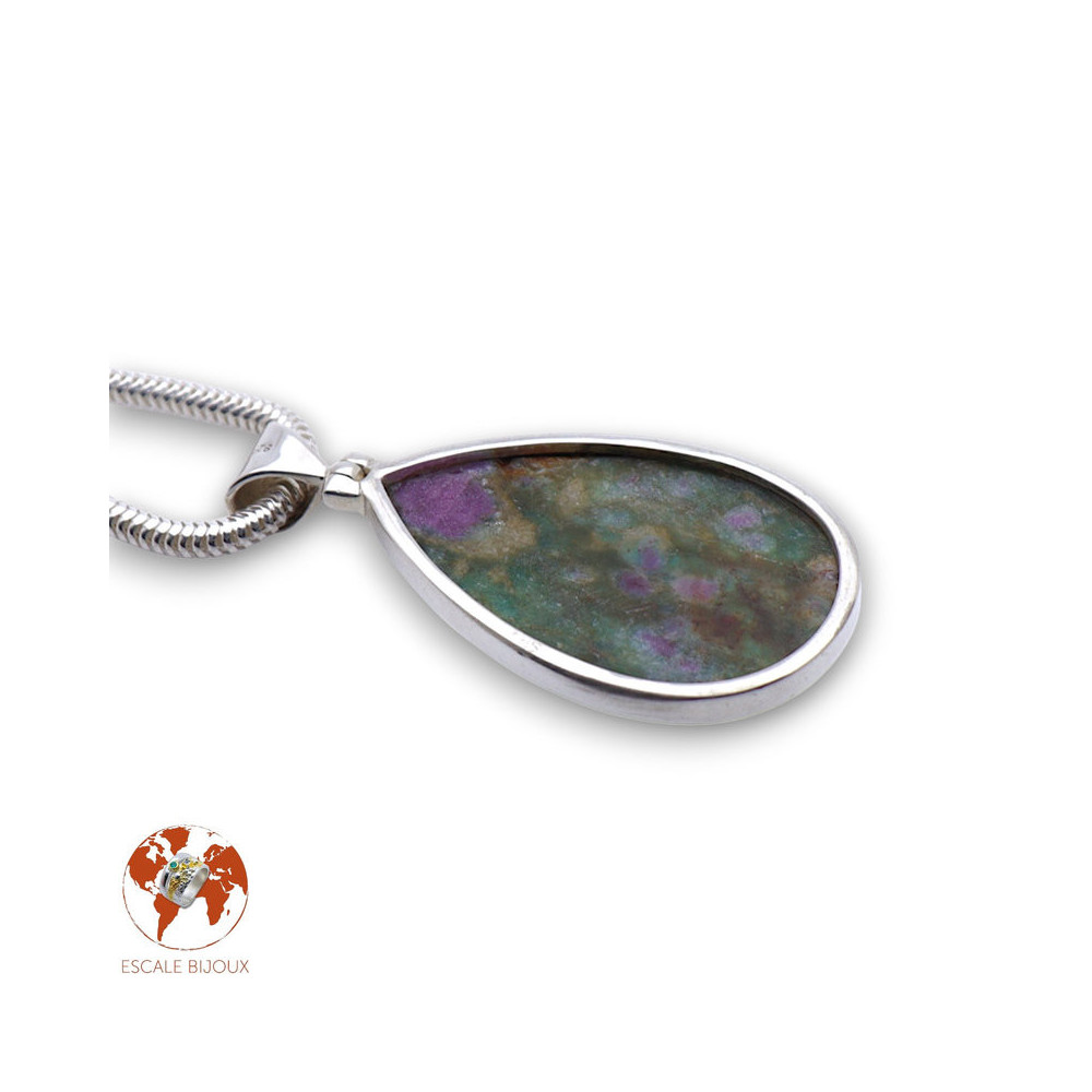 pendentif argent avec rubis fuchsite argent