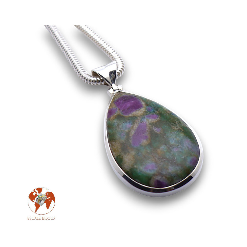 pendentif argent avec rubis fuchsite argent femme