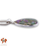 pendentif argent pierre rose et verte