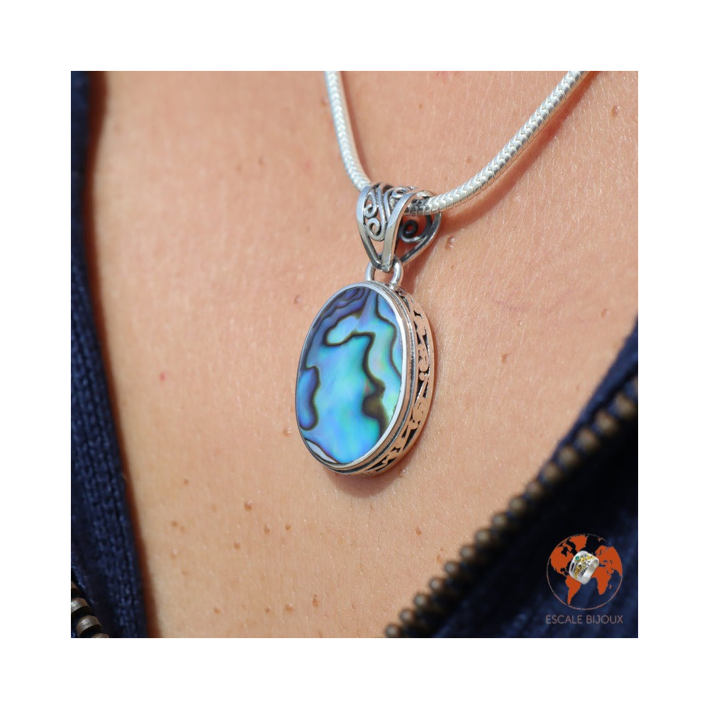 pendentif argent abalone femme