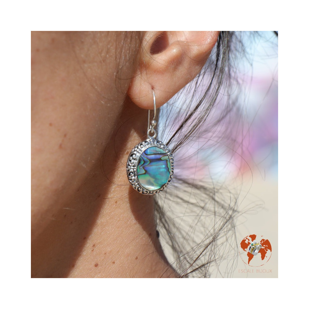 boucles d oreilles argent et abalone