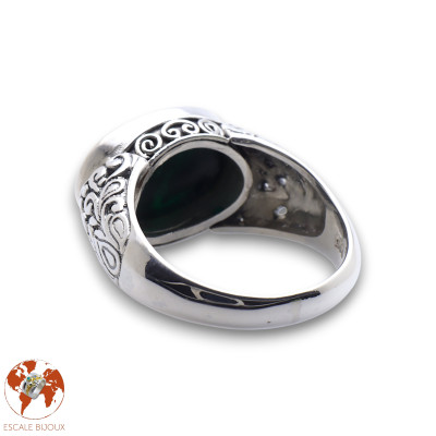 bague nacre bleue argent