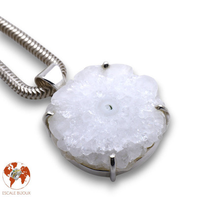 pendentif quartz solaire argent femme