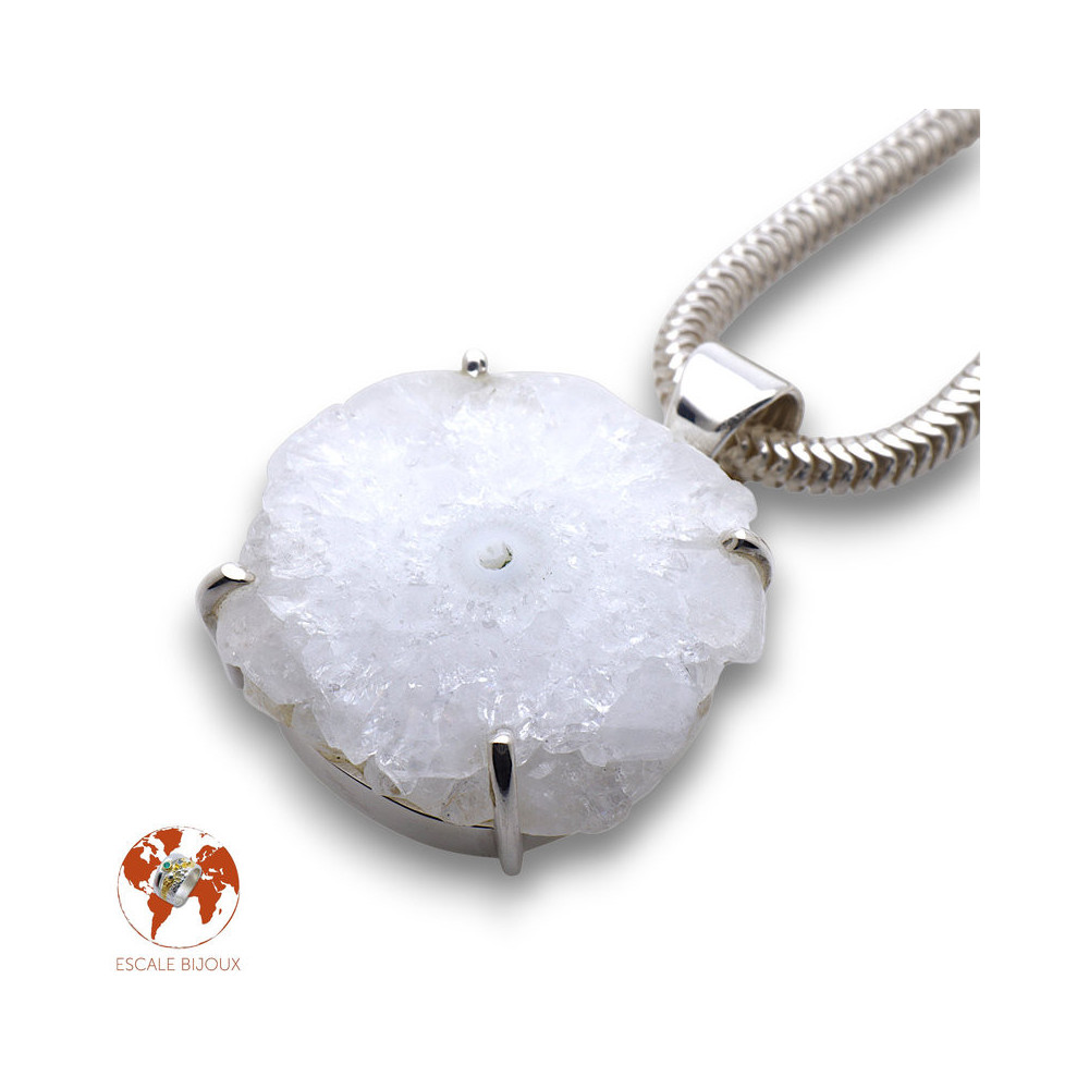 pendentif argent et quartz solaire femme