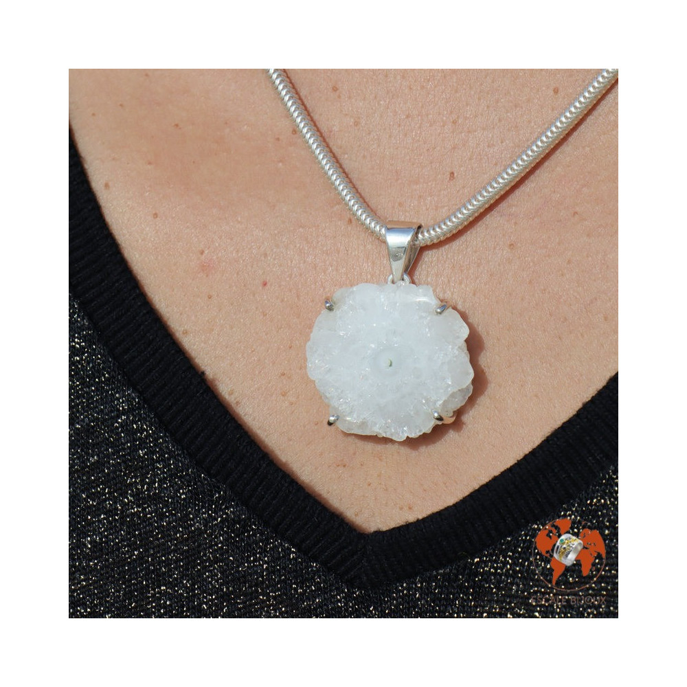 pendentif quartz solaire argent 925