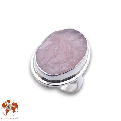 bague argent quartz rose femme