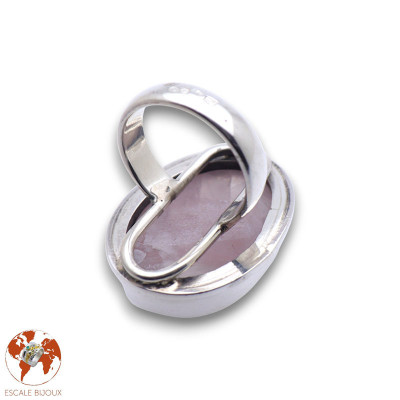 bague argent quartz rose