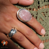 bague argent pierre rose