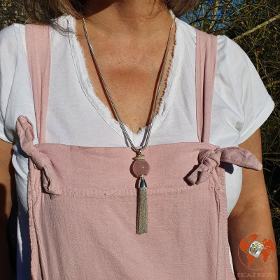 pendentif quartz rose argent