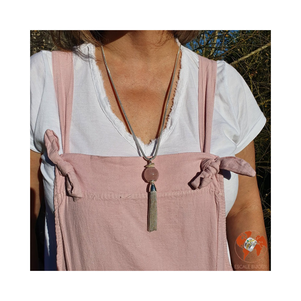pendentif quartz rose argent