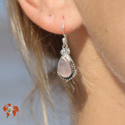 boucle d oreille argent quartz rose