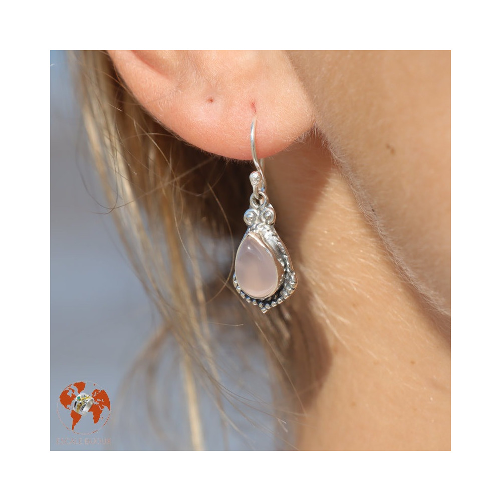 boucle d oreille argent quartz rose