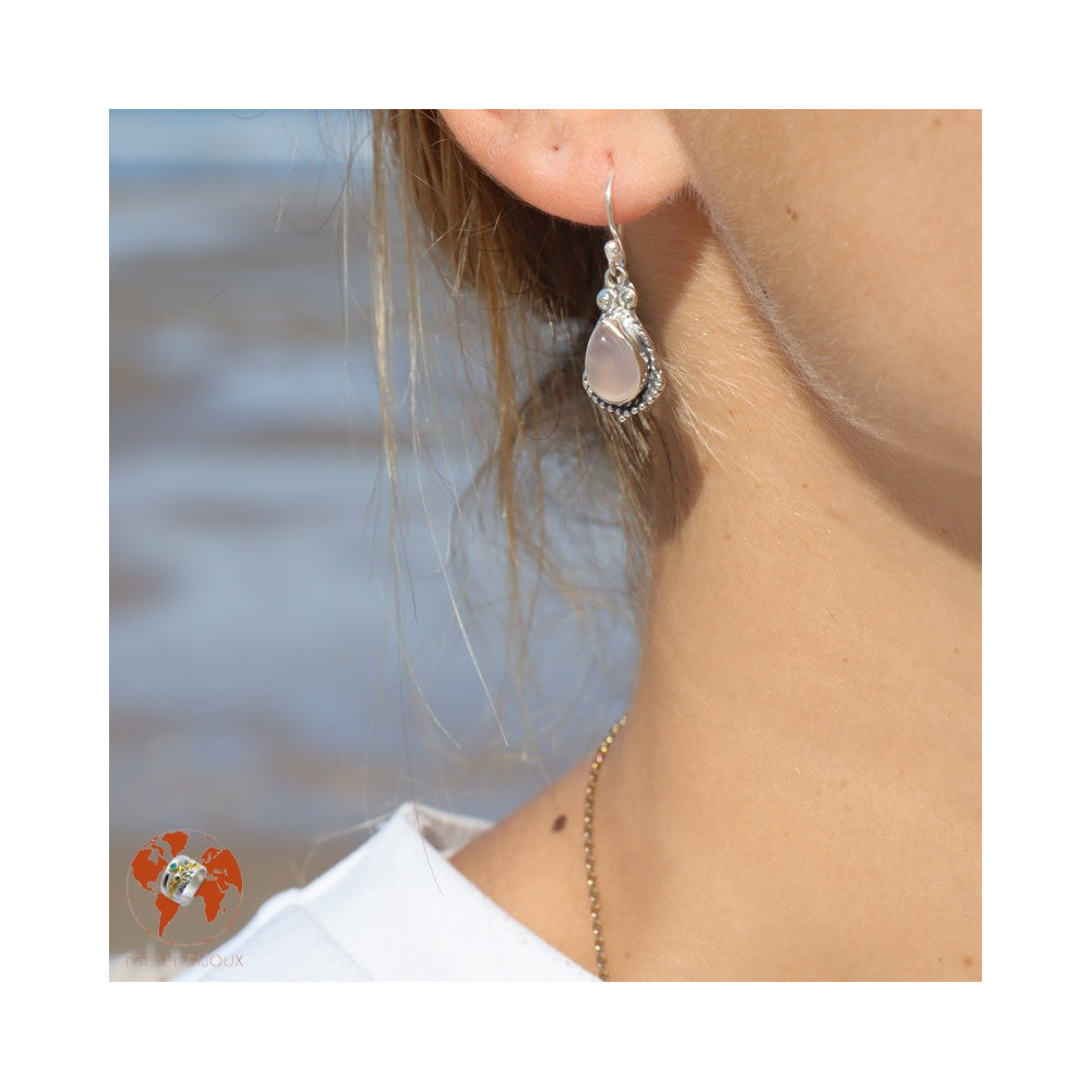 boucle d oreille femme quartz rose