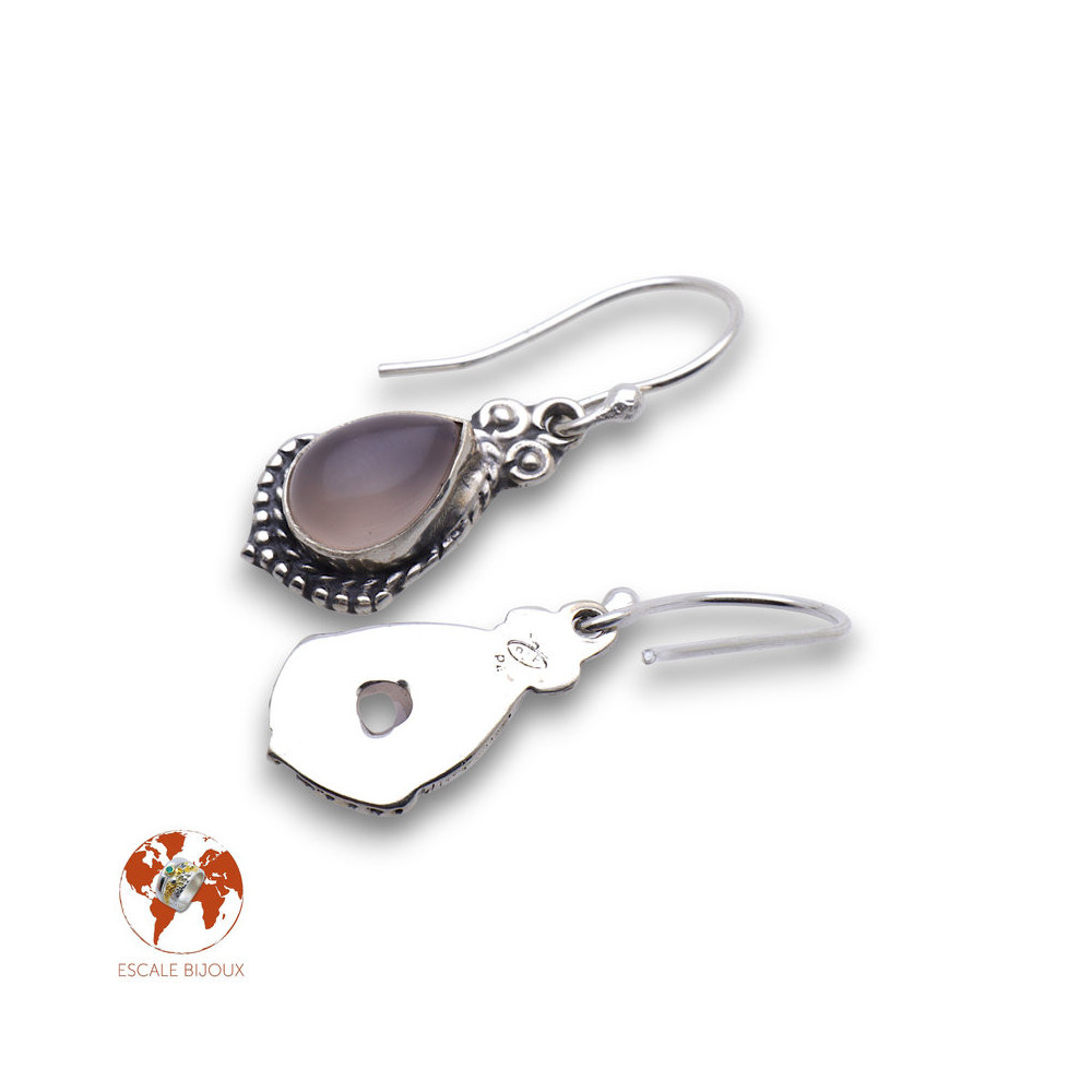 boucle d oreille pierre quartz rose