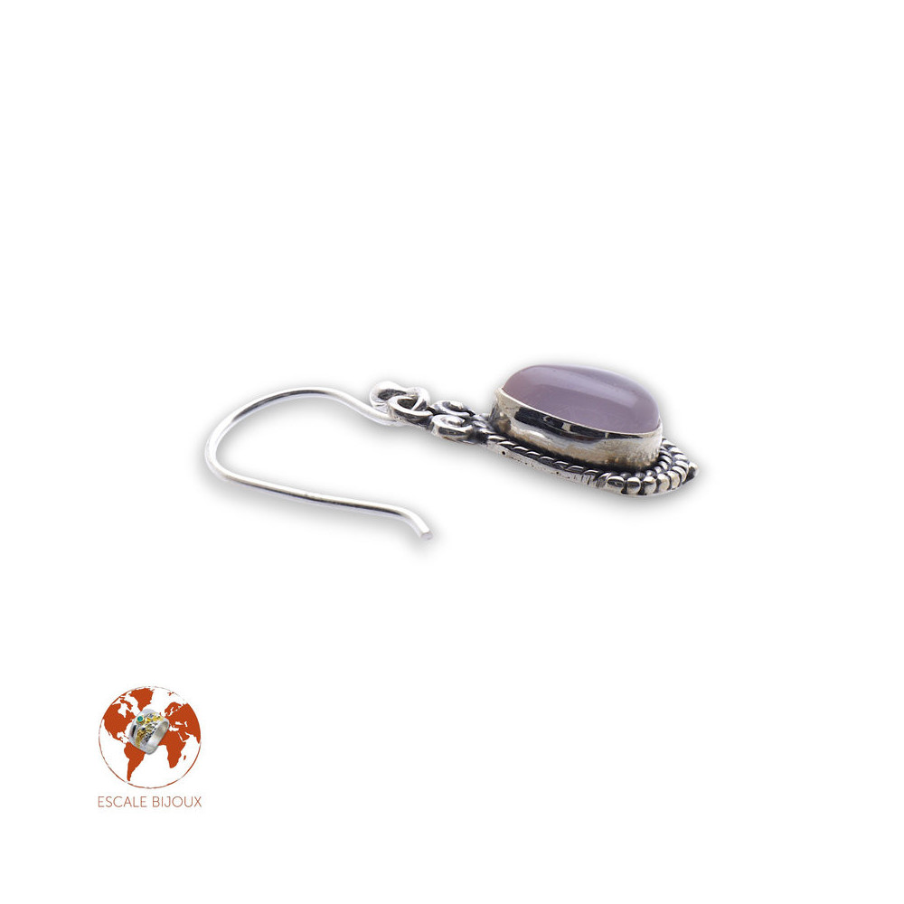 boucles d oreilles pendantes quartz rose