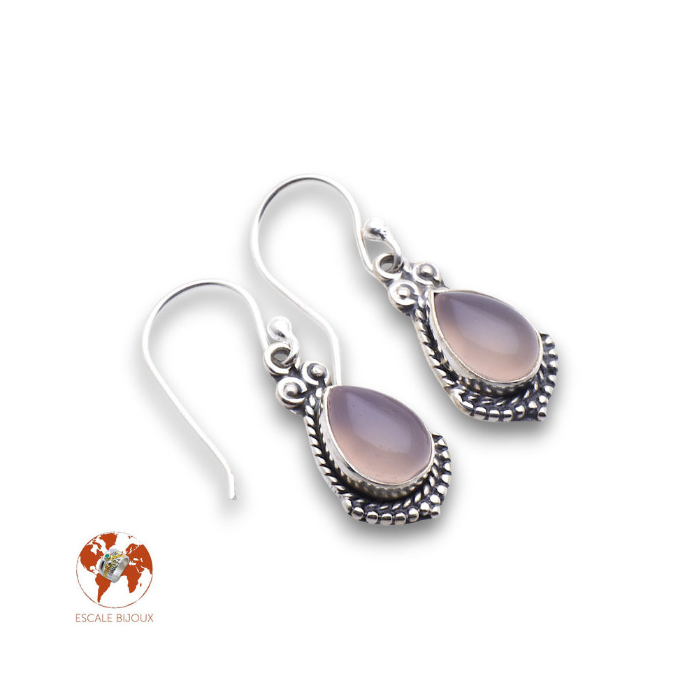 boucles d'oreilles quartz rose