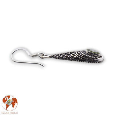 boucles d'oreilles argent avec péridot