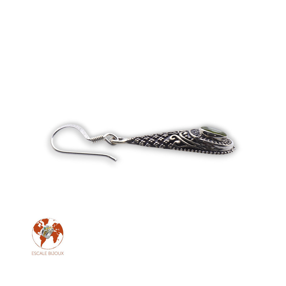 boucles d'oreilles argent avec péridot