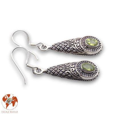 boucle d oreille péridot argent