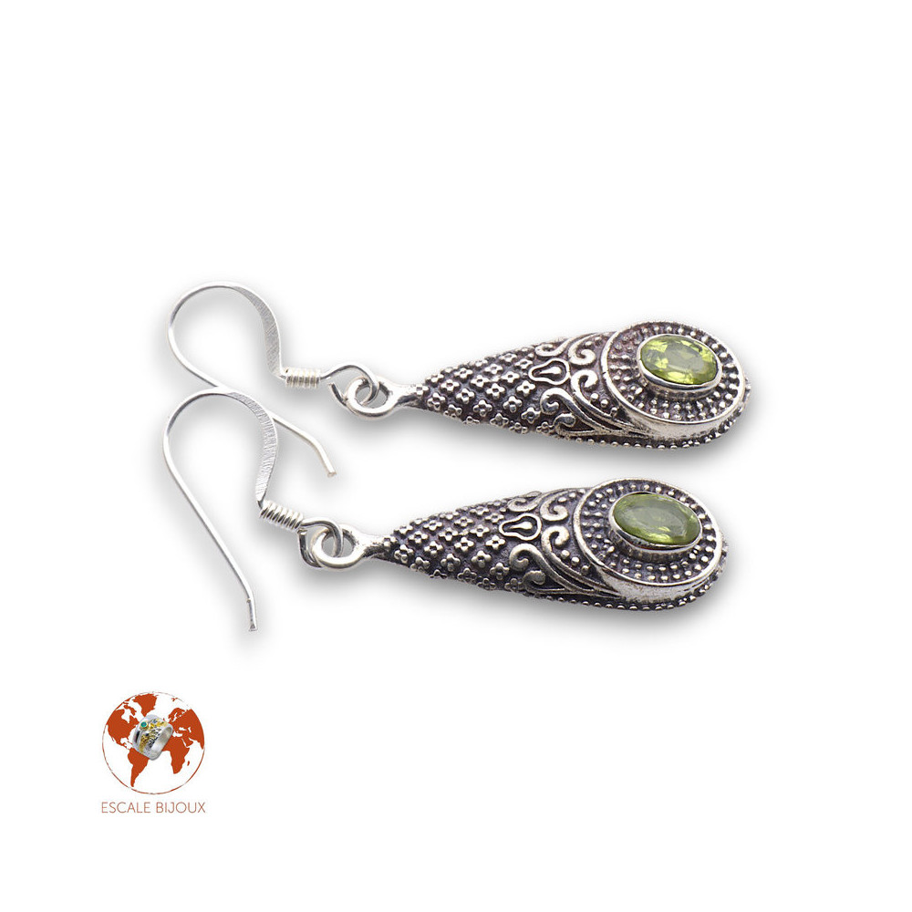 boucle d oreille péridot argent