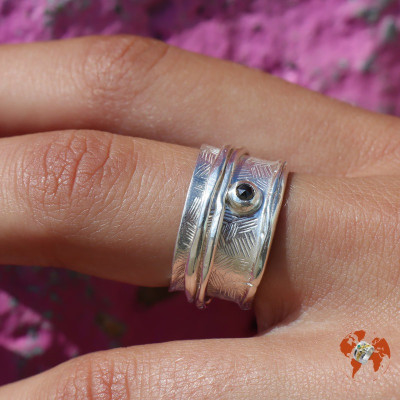 bague argent diamant homme