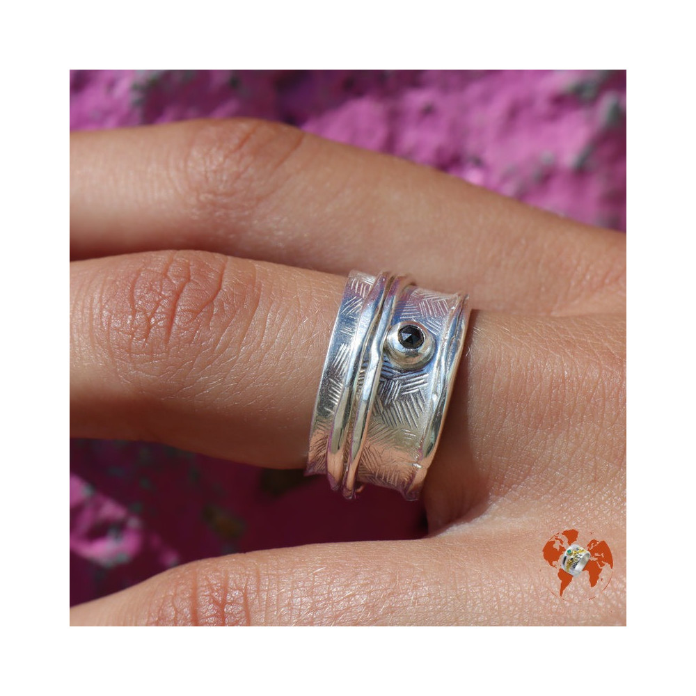 bague argent diamant homme