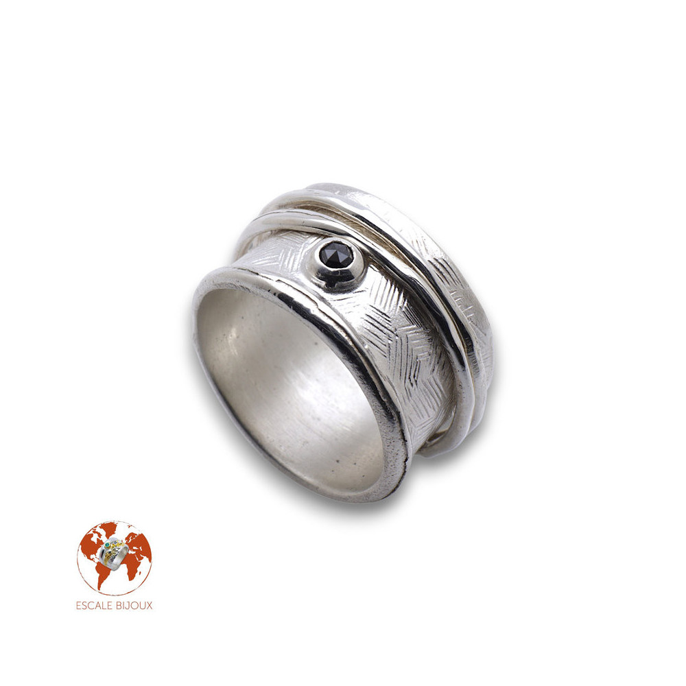 bague argent diamant noir femme