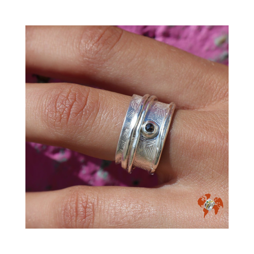 bague argent diamant noir homme