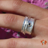 bague argent diamant noir homme