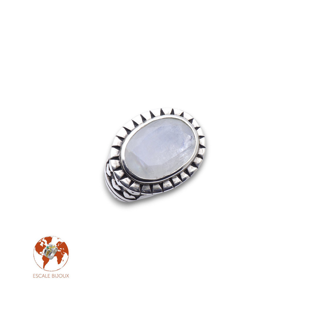 bague argent femme avec pierre blanche