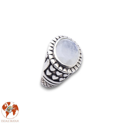 bague argent avec pierre blanche