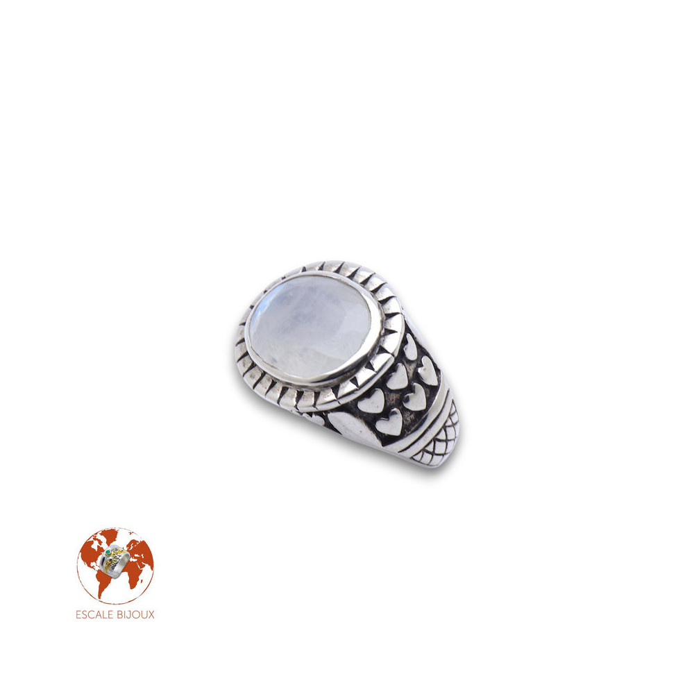 bague argent pierre de lune femme
