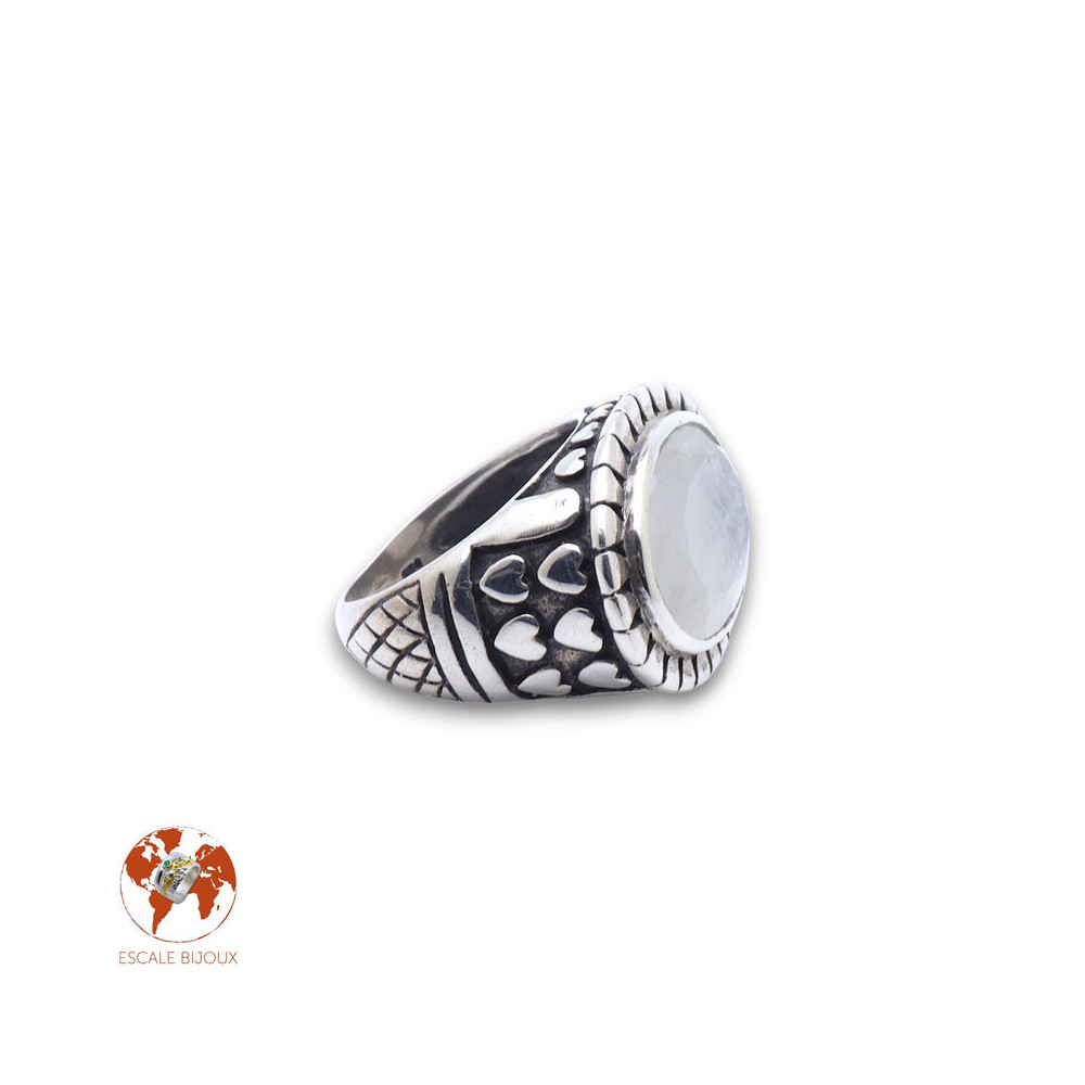 bague argent pierre de lune