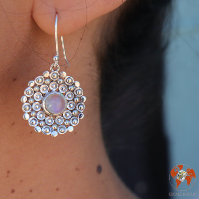 boucles d'oreilles pierre de lune argent