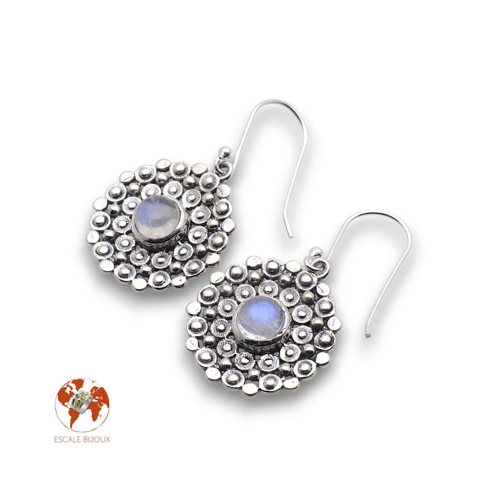 boucles d oreilles pendantes pierre de lune