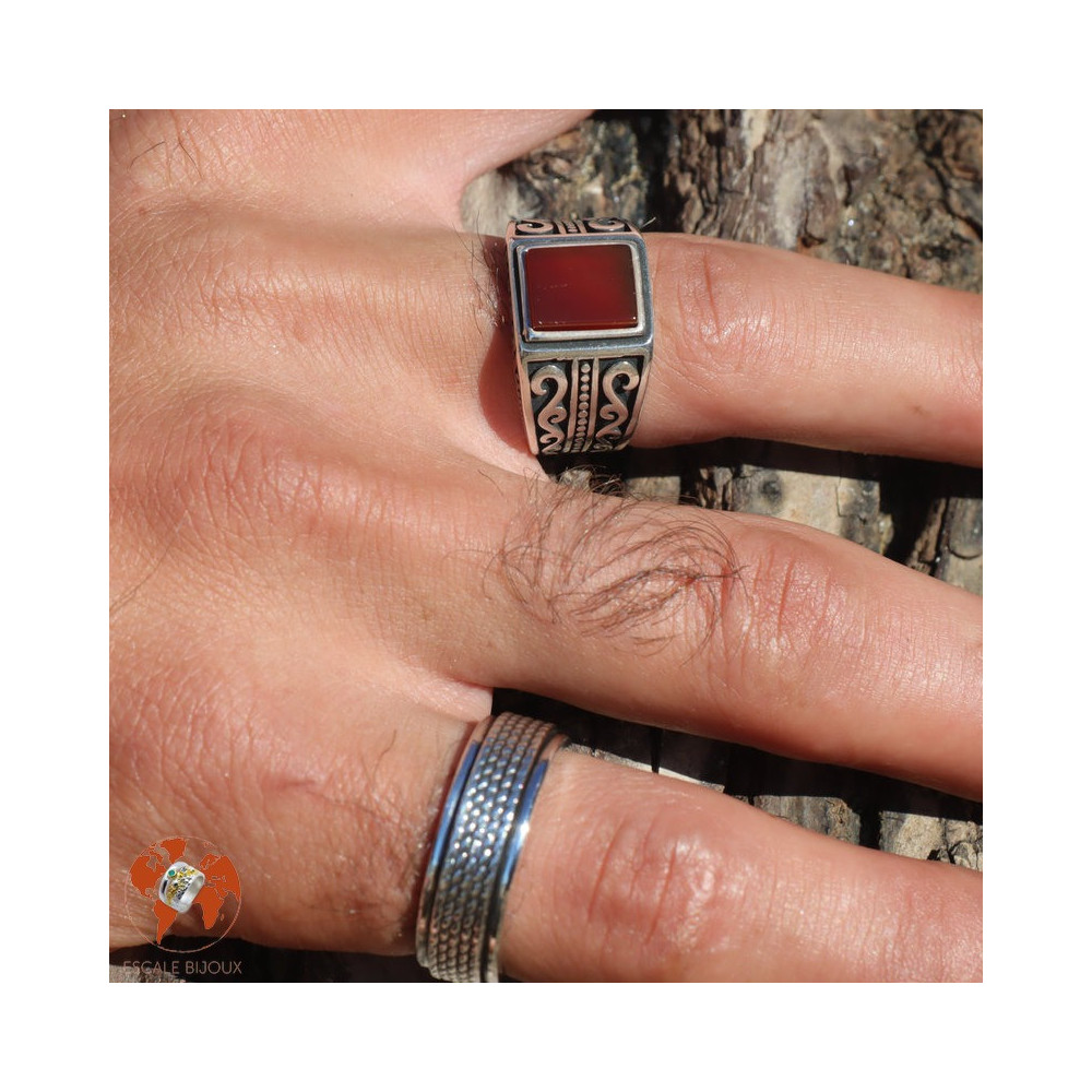 bague homme cornaline argent